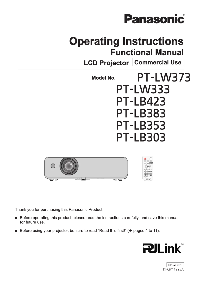 Page 1 de la notice Manuel utilisateur Panasonic PT-LB383U