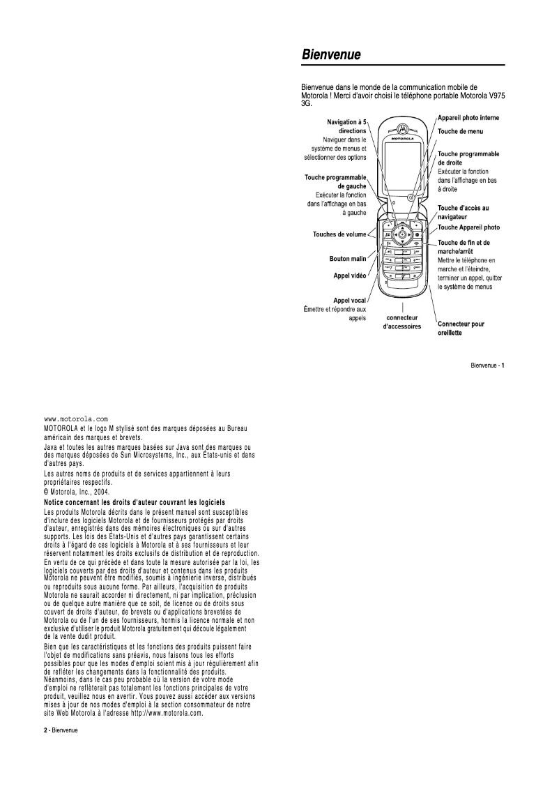 Page n°1 - Manuel utilisateur Motorola V975