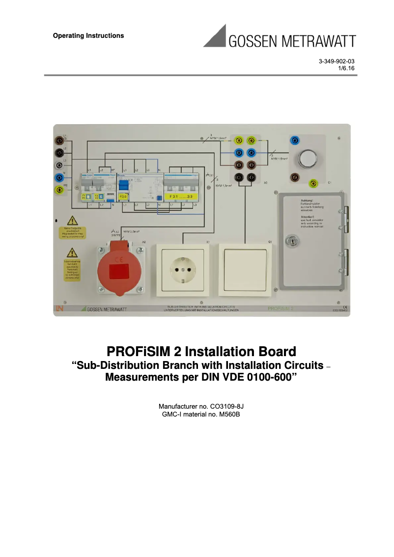 Page 1 de la notice Manuel utilisateur Gossen Metrawatt PROFiSIM 2