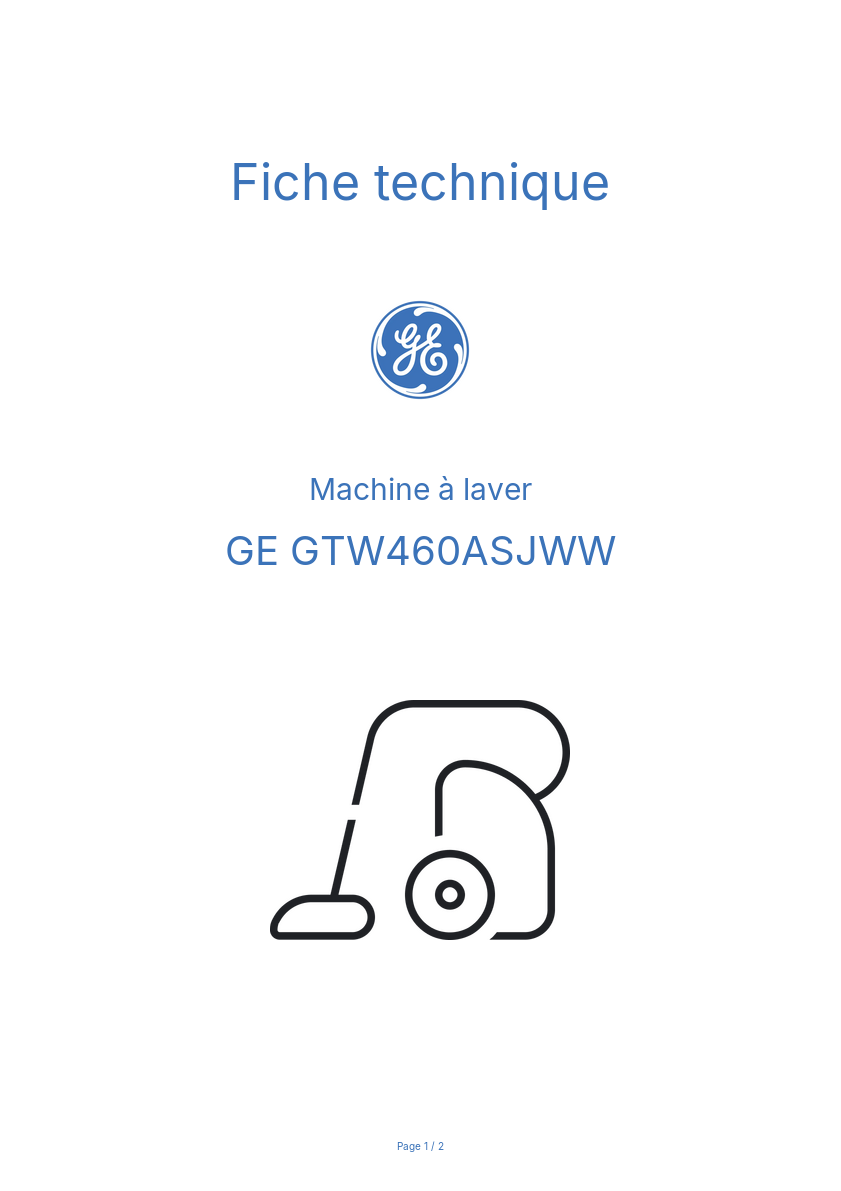Image de la première page du manuel de l'appareil GTW460ASJWW