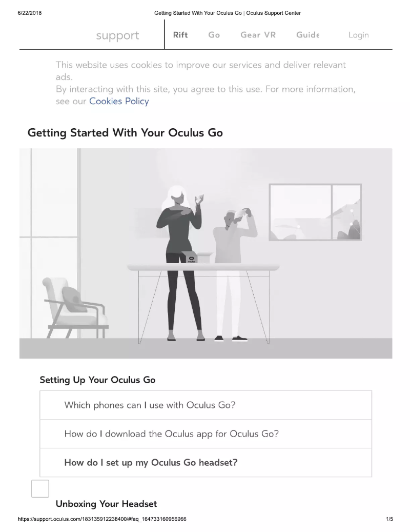 Página 1 del manual Manual de usuario Oculus VR Go