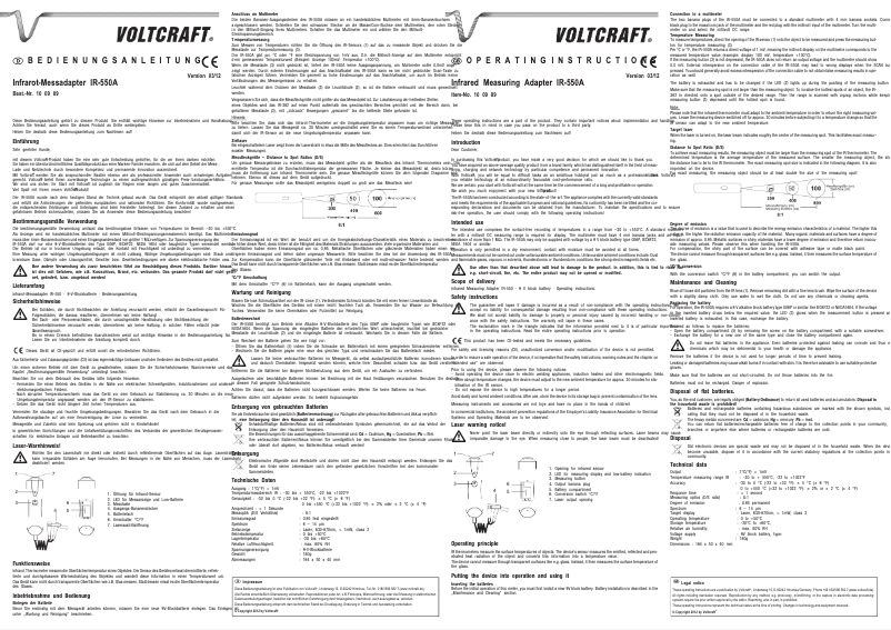 Page 1 de la notice Manuel utilisateur Voltcraft IR-550A