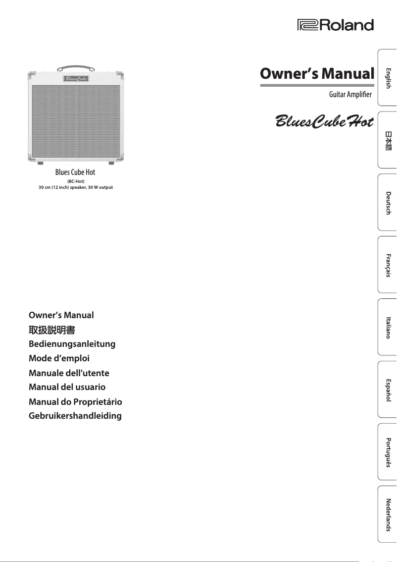 Page 1 de la notice Manuel utilisateur Roland Blues Cube Hot