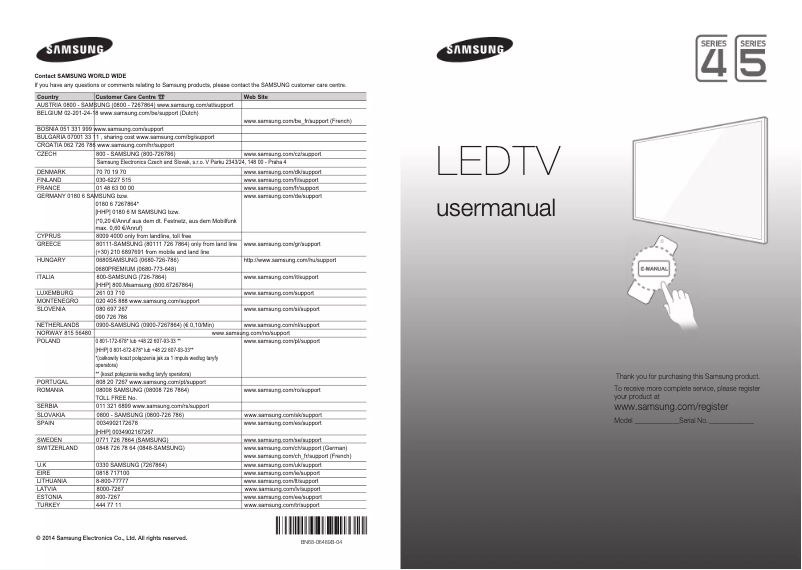 Page n°1 - Manuel utilisateur Samsung UE48H5090AS