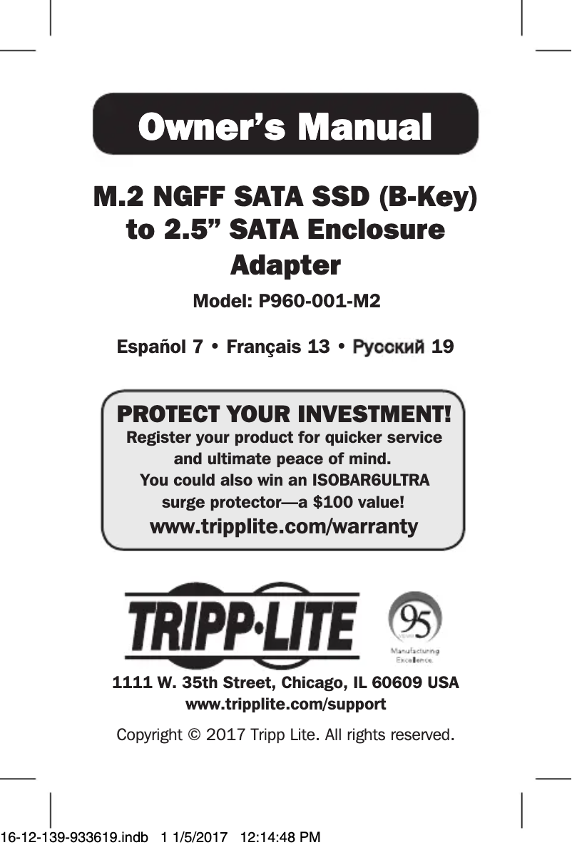 Page n°1 - Manuel utilisateur Tripp Lite P960-001-M2