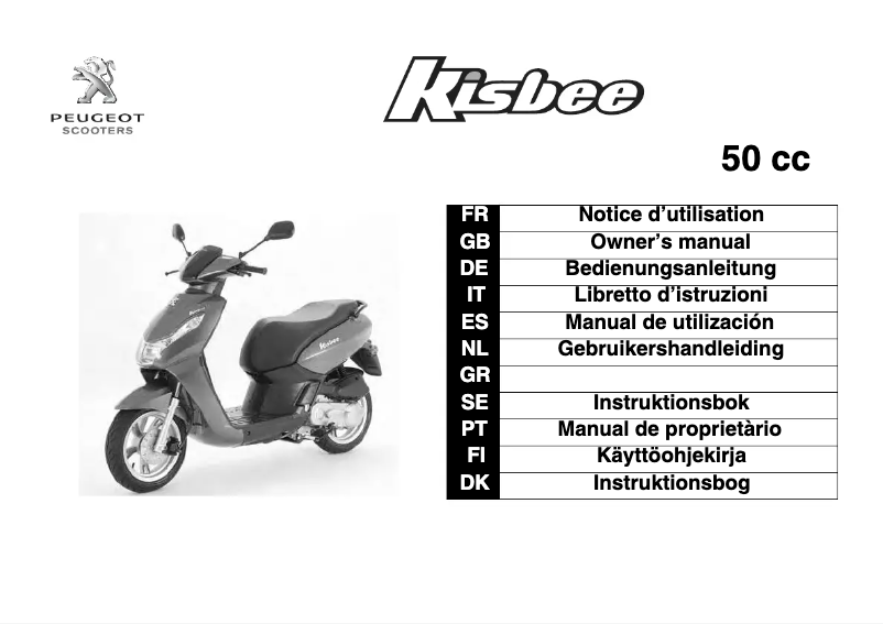 Imagen de la primera página del manual del dispositivo Kisbee 50cc
