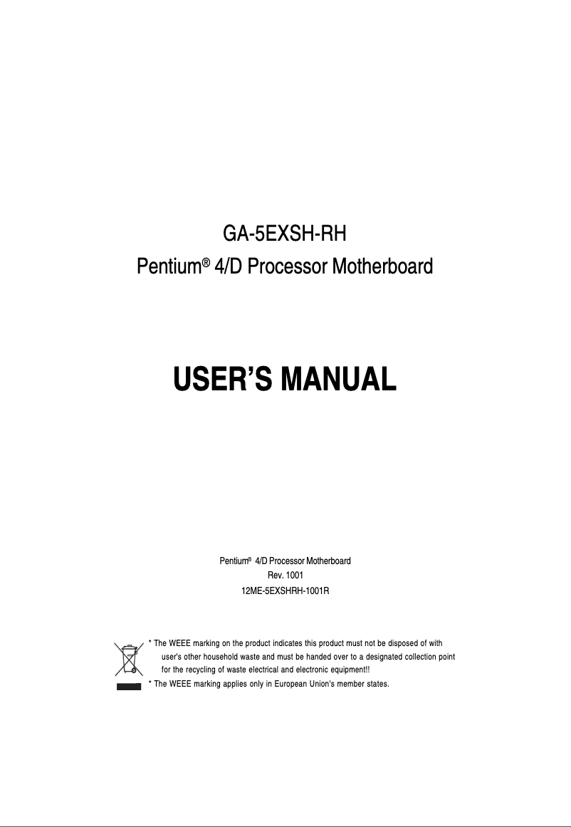 Image de la première page du manuel de l'appareil GA-5EXSH-RH