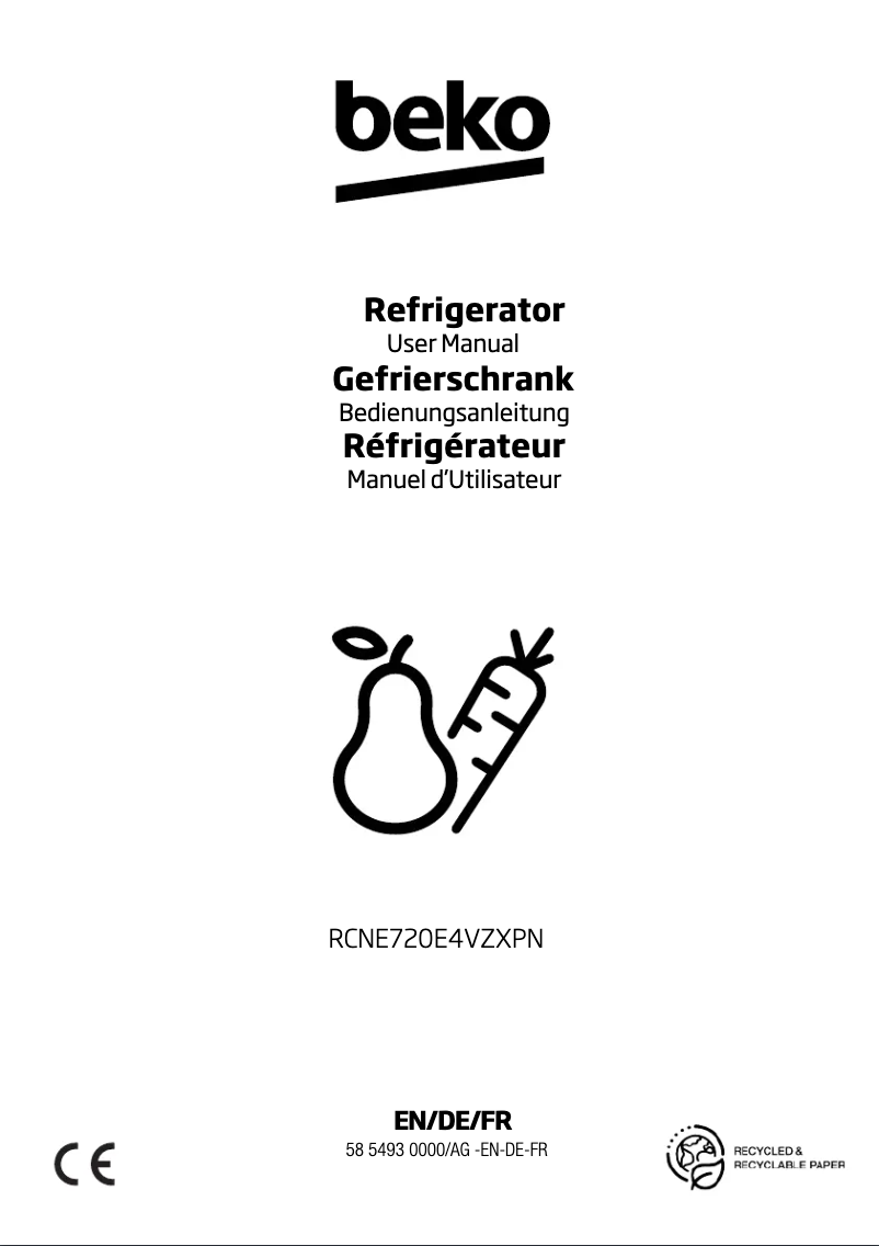 Page 1 de la notice Manuel utilisateur Beko RCNE720E4VZXPN