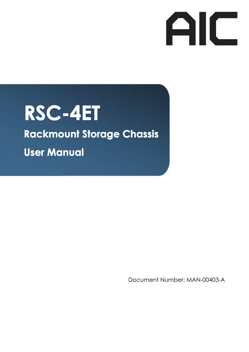 Page n°1 - Manuel utilisateur AIC RSC-4ET