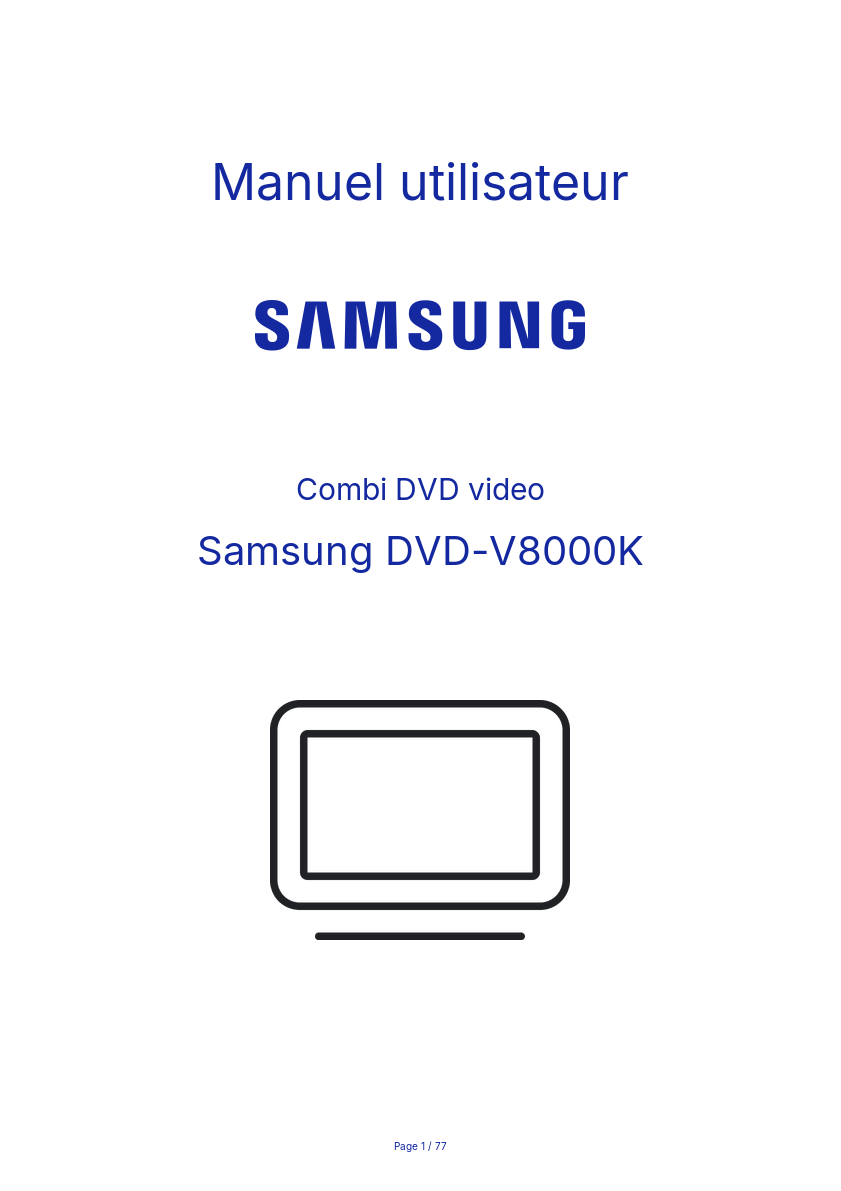 Page n°1 - Manuel utilisateur Samsung DVD-V8000K