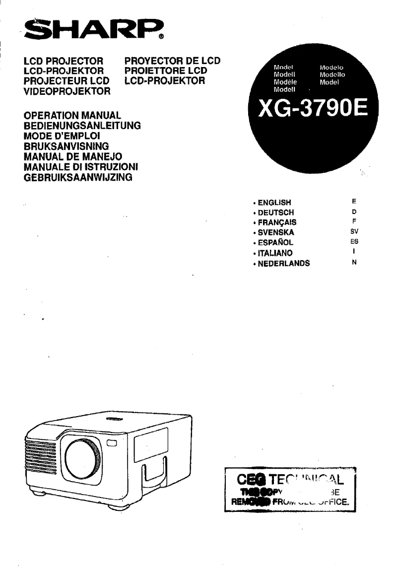 Page n°1 - Manuel utilisateur Sharp XG-3790E