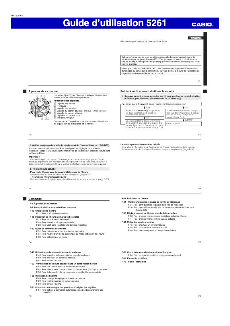 Page n°1 - Manuel utilisateur Casio Edifice EQW-T1010RB-2AER