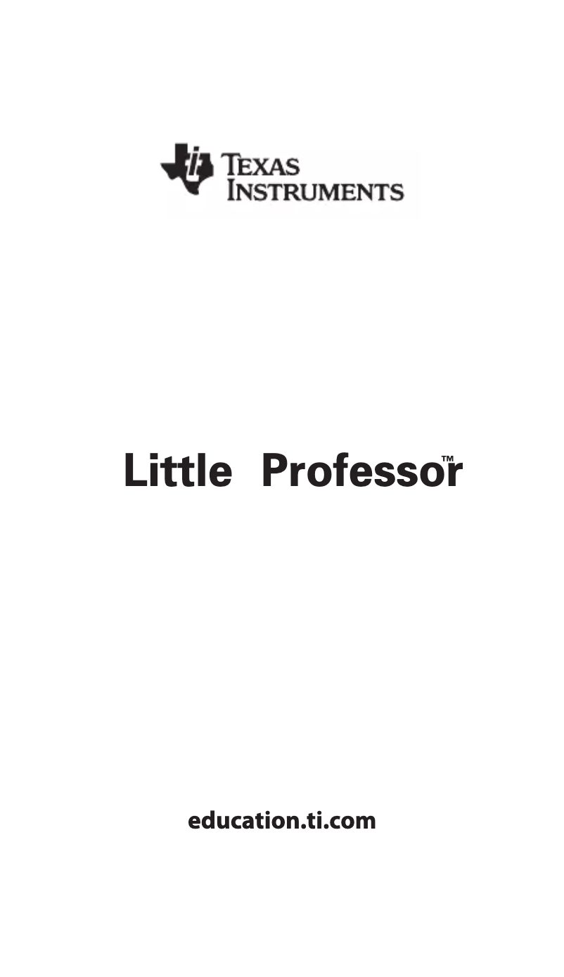 Page n°1 - Manuel utilisateur Texas Instruments Little Professor