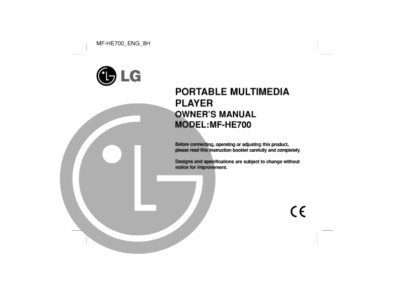 Page n°1 - Manuel utilisateur LG MF-HE700