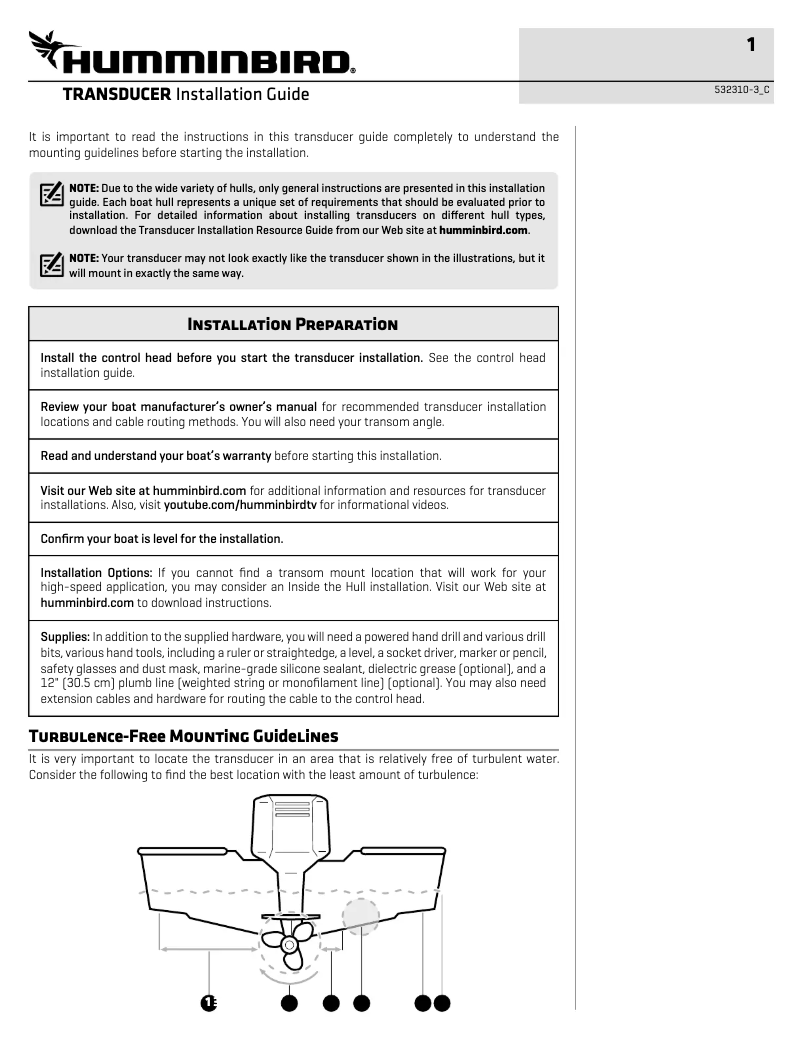 Página 1 del manual Guía de instalación Humminbird HELIX 7 CHIRP GPS G3