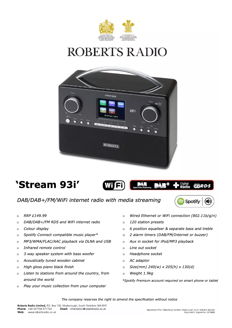 Image de la première page du manuel de l'appareil Stream 93i