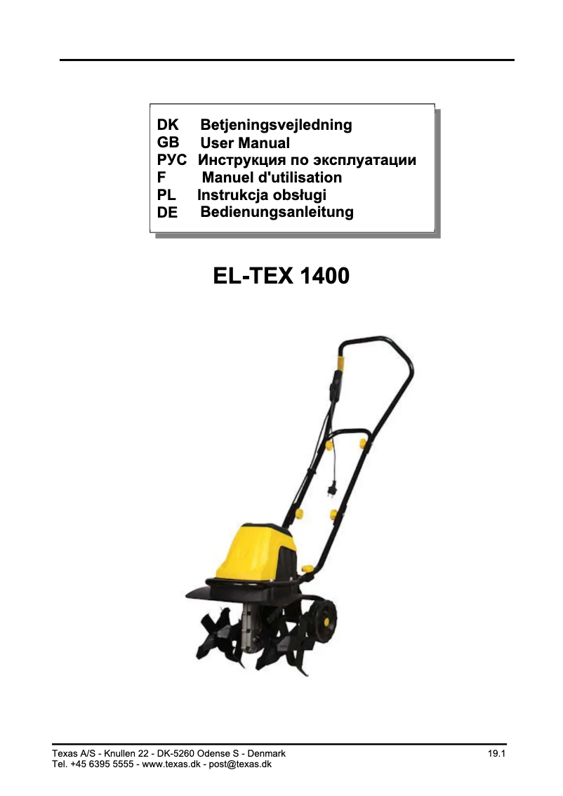 Página 1 del manual Manual de usuario Texas El-Tex 1400