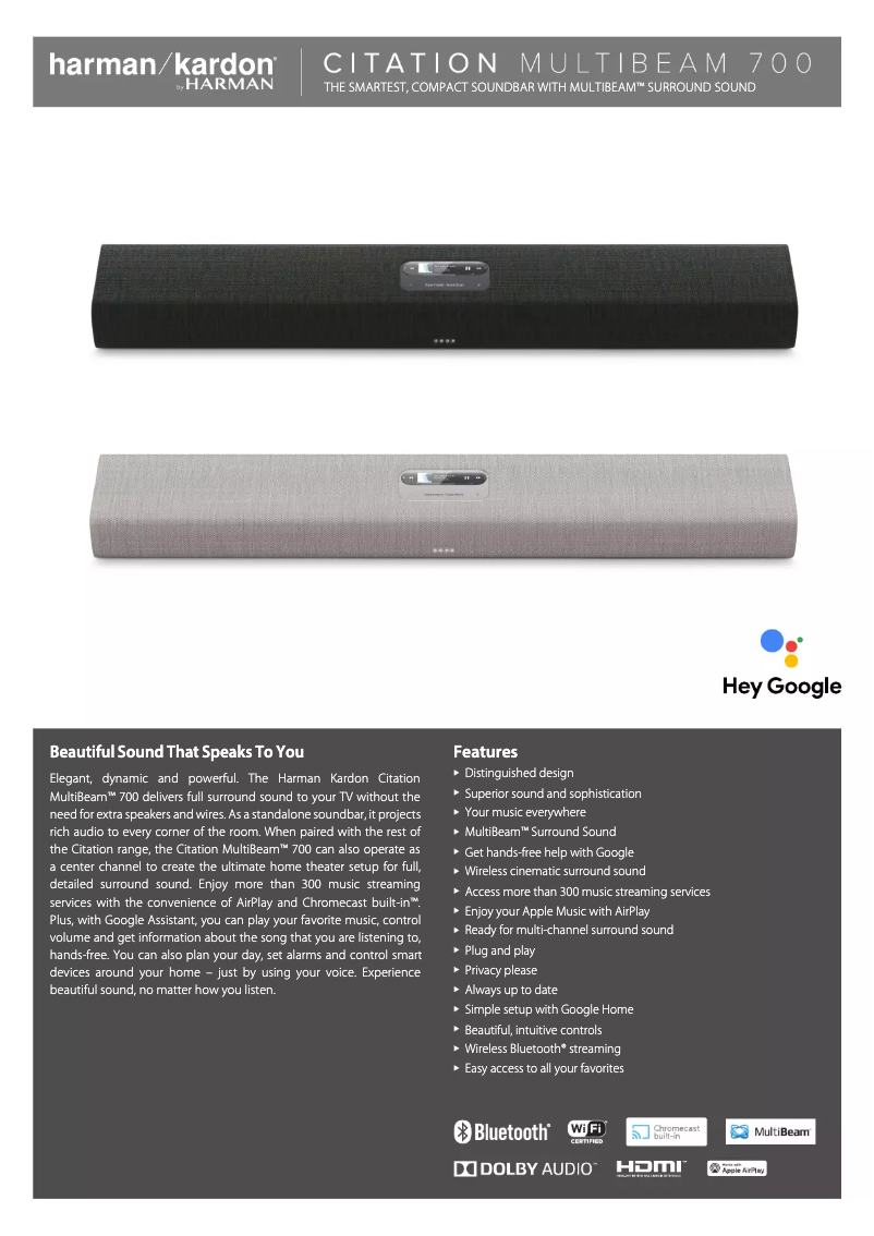 Page 1 de la notice Fiche technique Harman Kardon Citation MultiBeam 700