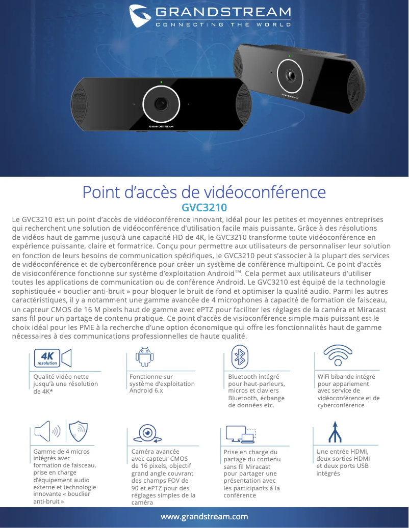 Page n°1 - Fiche technique Grandstream GVC3210