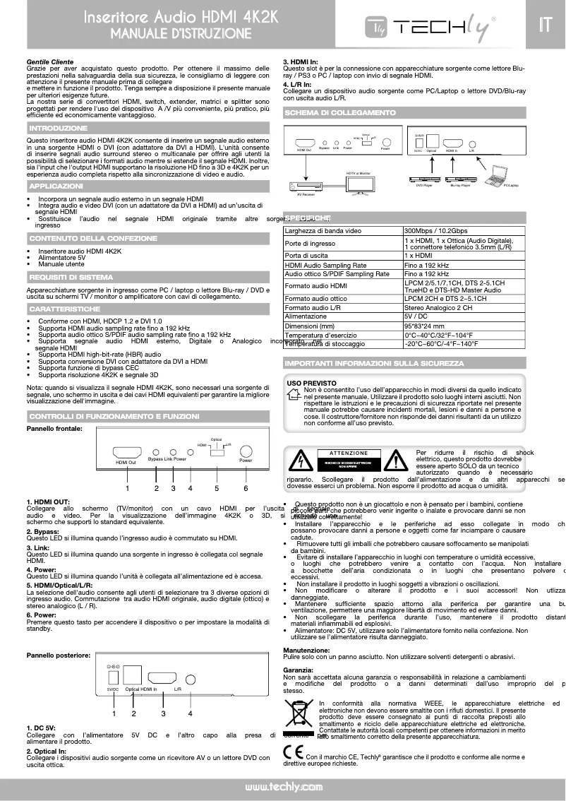 Page 1 de la notice Manuel utilisateur Techly IDATA HDMI-AI4K