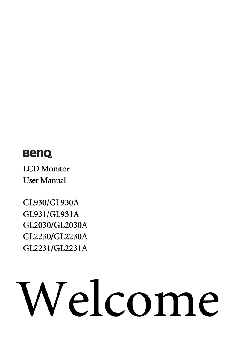 Page n°1 - Manuel utilisateur BenQ GL2030