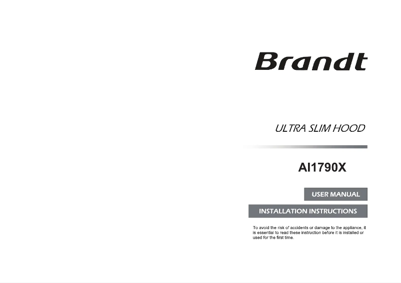 Page n°1 - Manuel utilisateur Brandt AI1790X