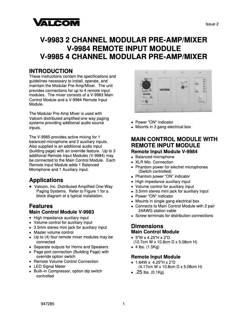 Página 1 del manual Manual de usuario Valcom V-9983