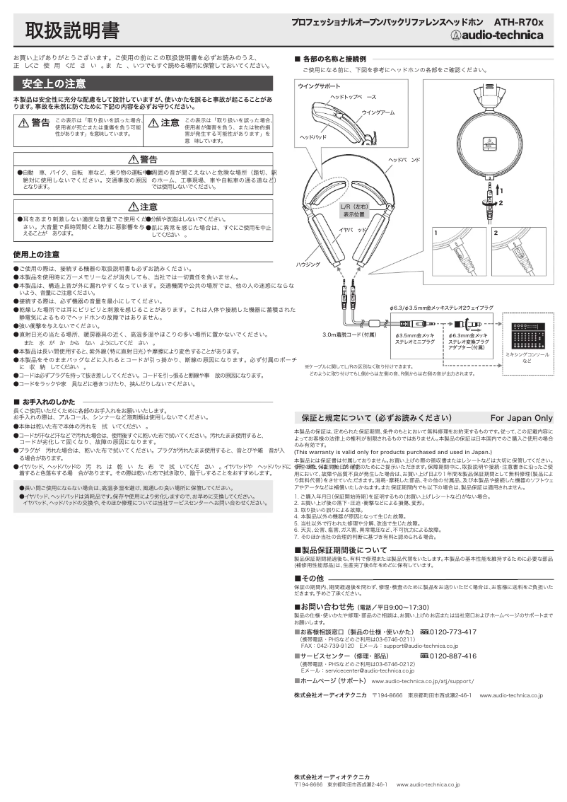 Página 1 del manual Manual de usuario Audio-Technica ATH-R70x