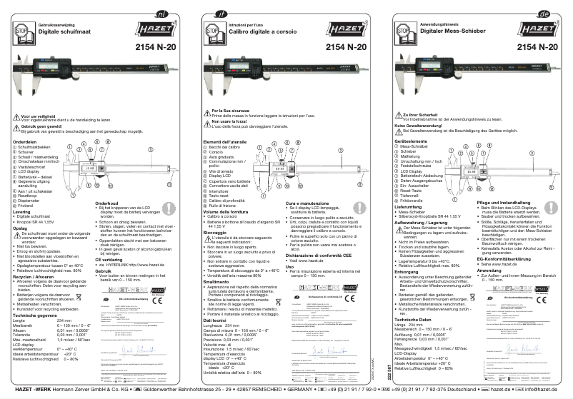 Página 1 del manual Manual de usuario Hazet 2154N-20