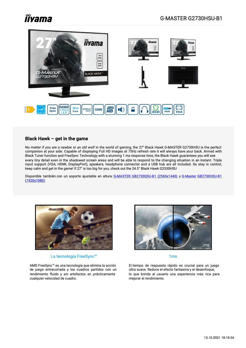 Imagen de la primera página del manual del dispositivo G-Master G2730HSU