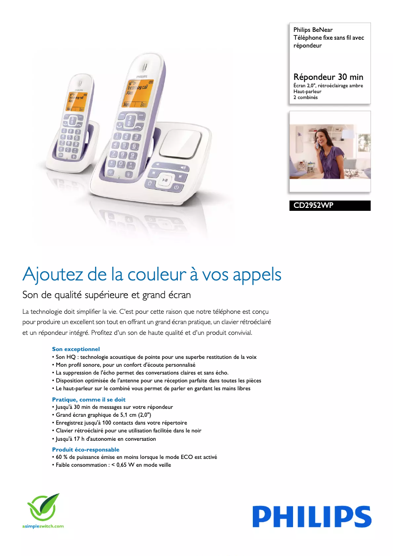 First page image of the manual for BeNear CD2952WP