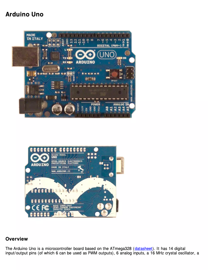 Image de la première page du manuel de l'appareil Uno