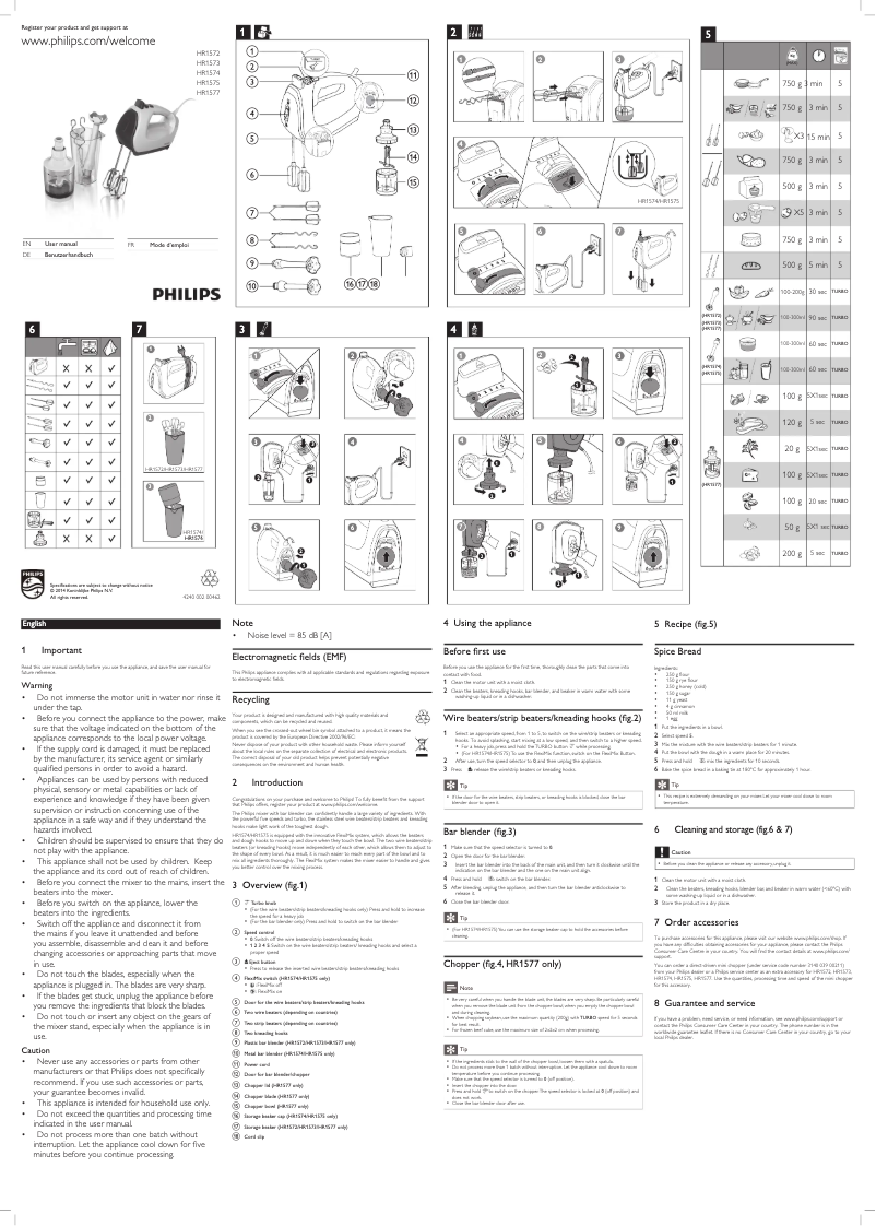 Page 1 de la notice Manuel utilisateur Philips Avance Collection HR1573