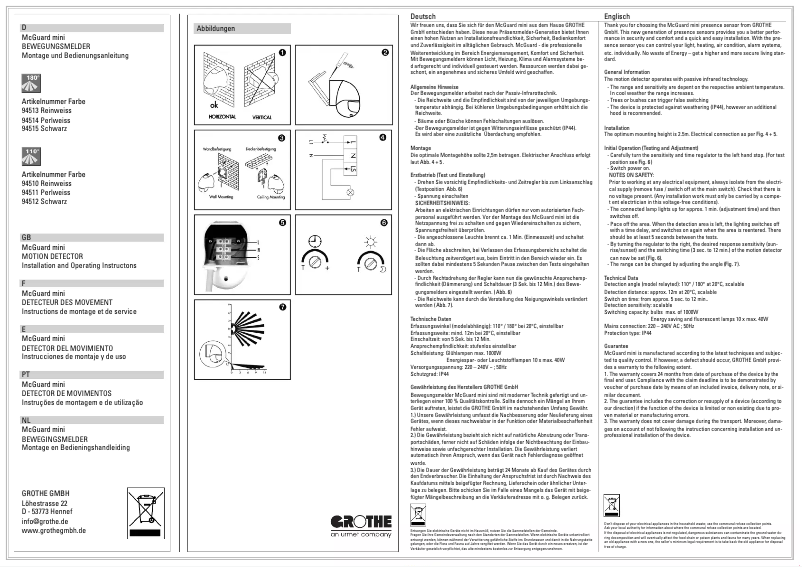 Page n°1 - Manuel utilisateur Grothe McGuard mini BM180sw