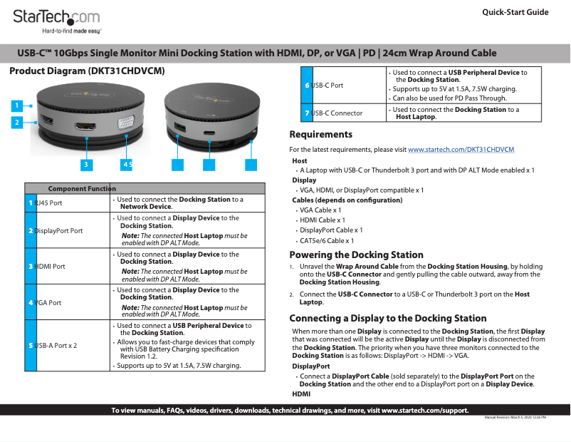 Page n°1 - Manuel utilisateur StarTech.com DKT31CHDVCM
