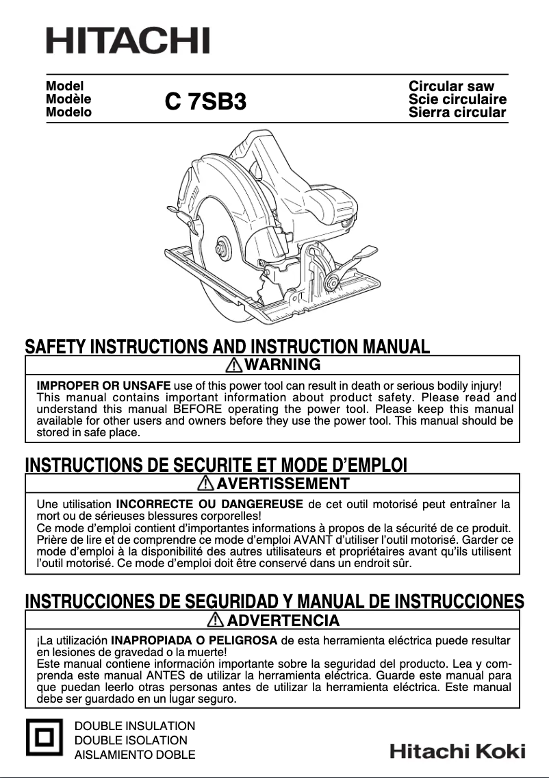 Page n°1 - Manuel utilisateur Hitachi C 7SB3