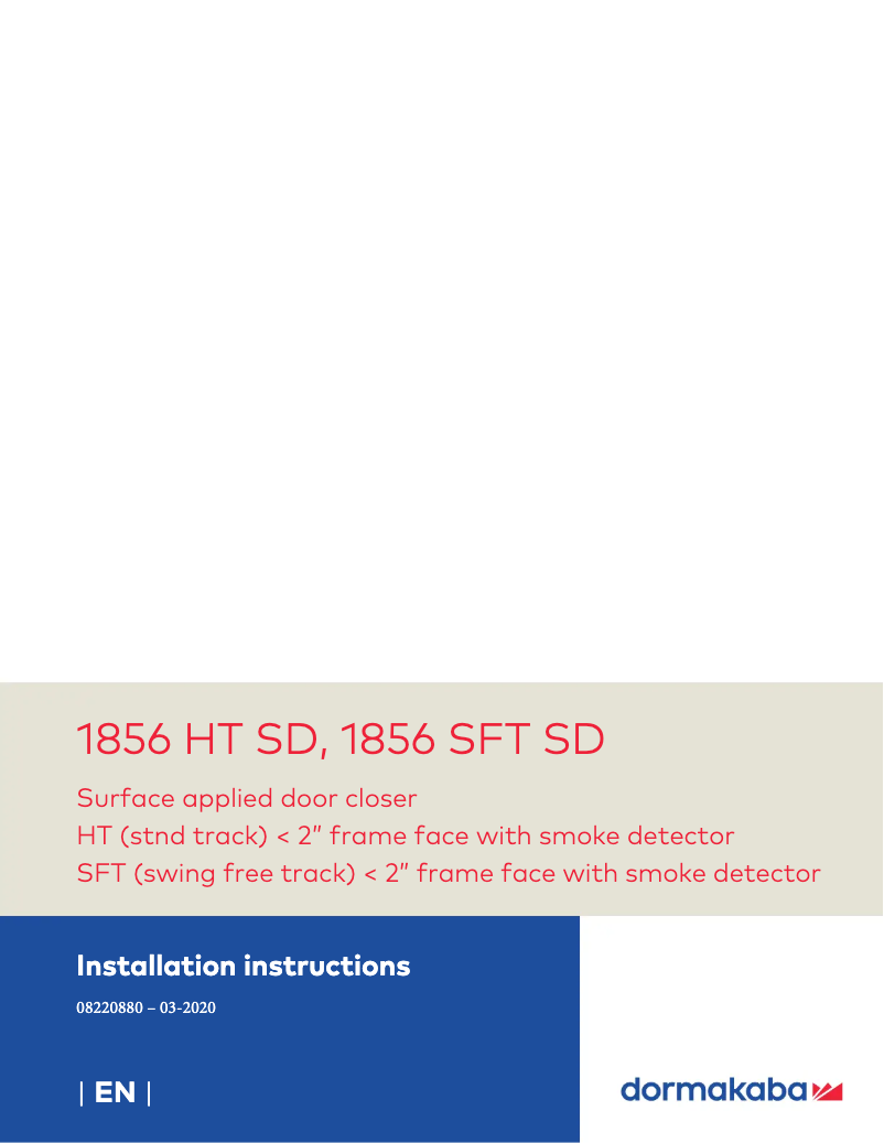 Page n°1 - Manuel utilisateur Dormakaba 1856 HT SD