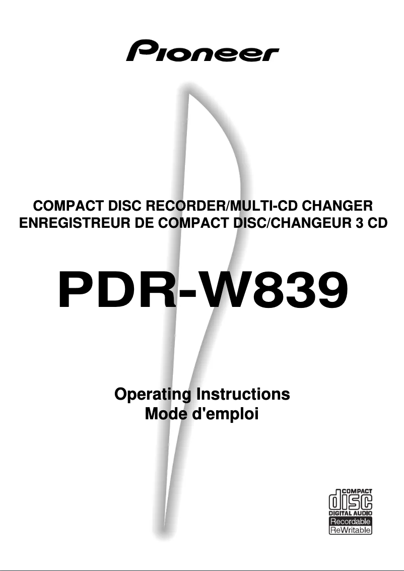 Page n°1 - Manuel utilisateur Pioneer PDR-W839
