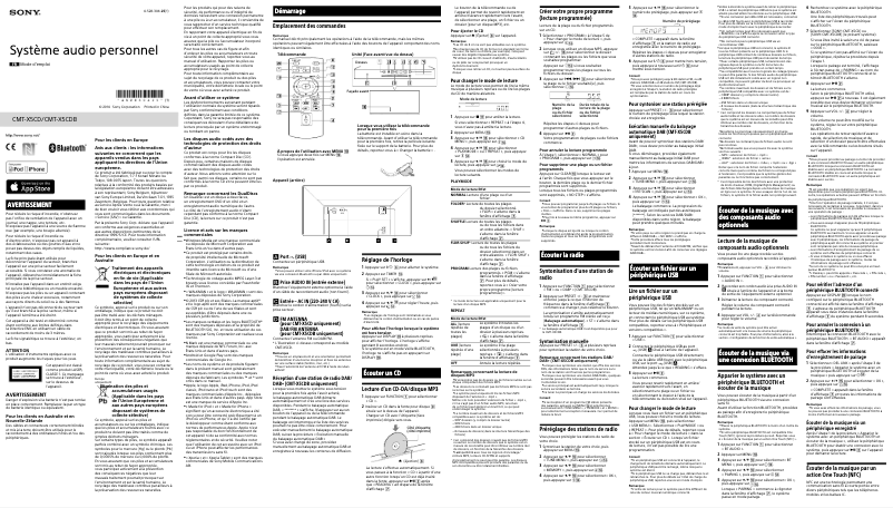 Page 1 de la notice Manuel utilisateur Sony CMT-X5CD
