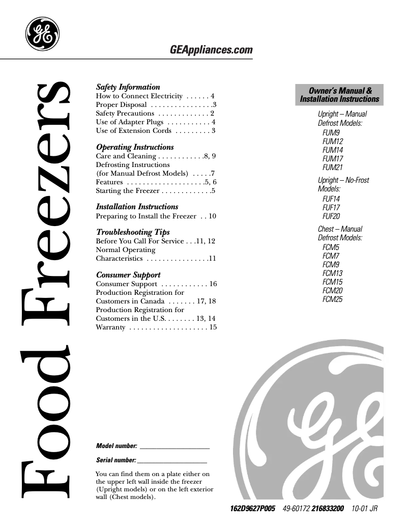 Page n°1 - Guide d'installation GE FCM7DMWH