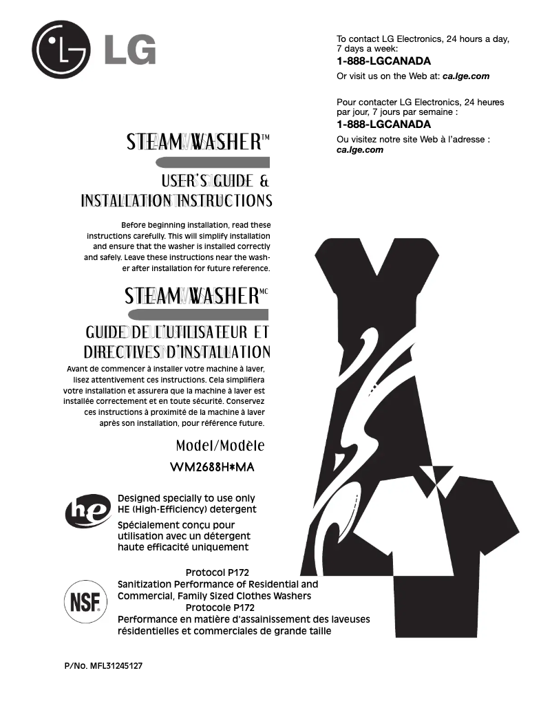 Page n°1 - Manuel utilisateur LG WM2688HWMA