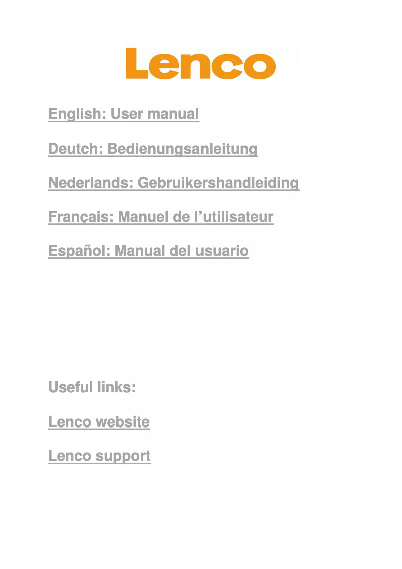 Page n°1 - Manuel utilisateur Lenco TAB-703