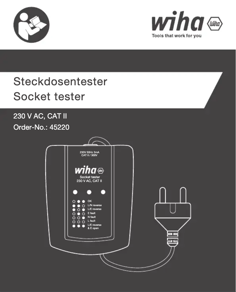 Image de la première page du manuel de l'appareil 230 V AC, CAT II