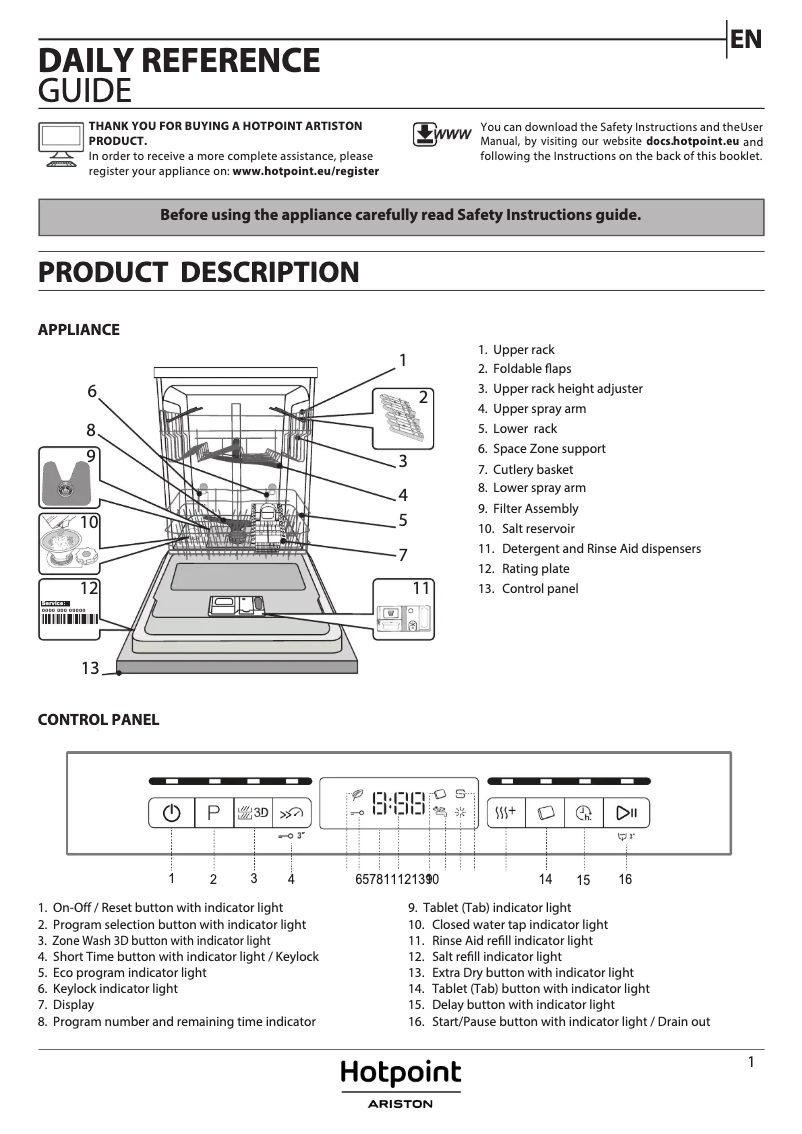 Page 1 de la notice Manuel utilisateur Hotpoint HFO 3O32 CW X