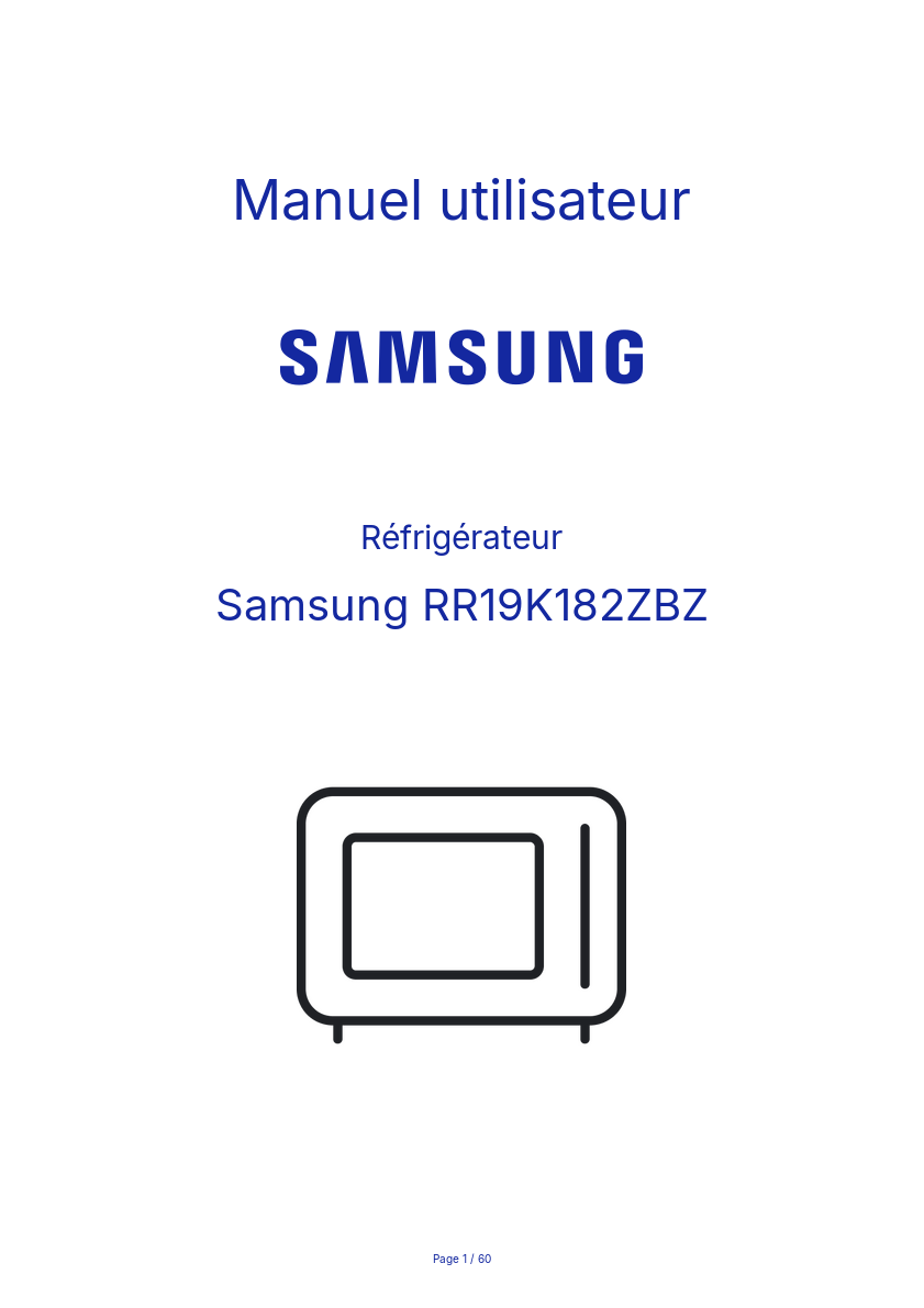 Image de la première page du manuel de l'appareil RR19K182ZBZ