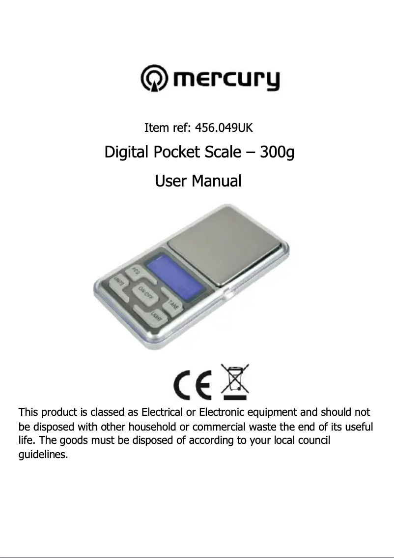 Page n°1 - Manuel utilisateur Mercury PS-300
