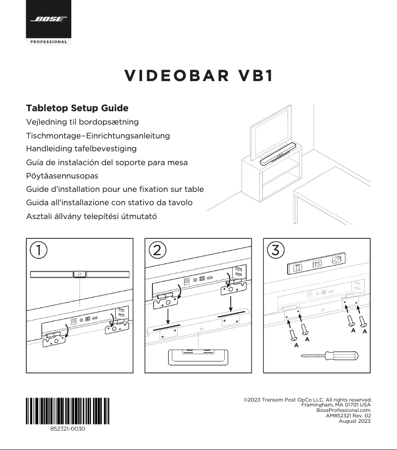 Imagen de la primera página del manual del dispositivo Videobar VB1