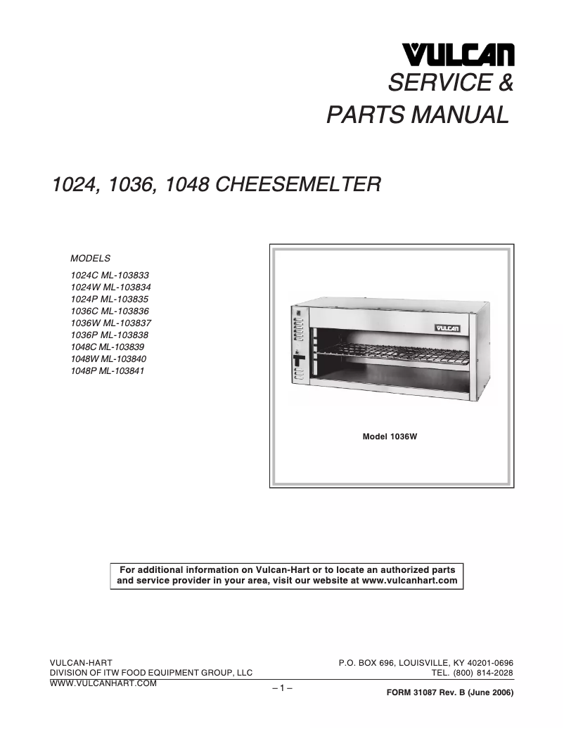 Page 1 de la notice Catalogue Vulcan 1048W
