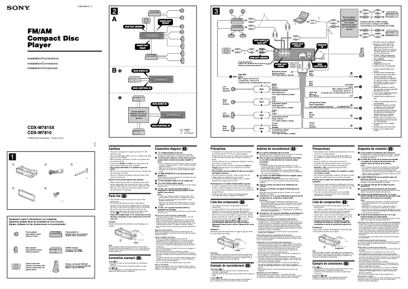 Page 1 de la notice Guide d'installation Sony CDX-M7810