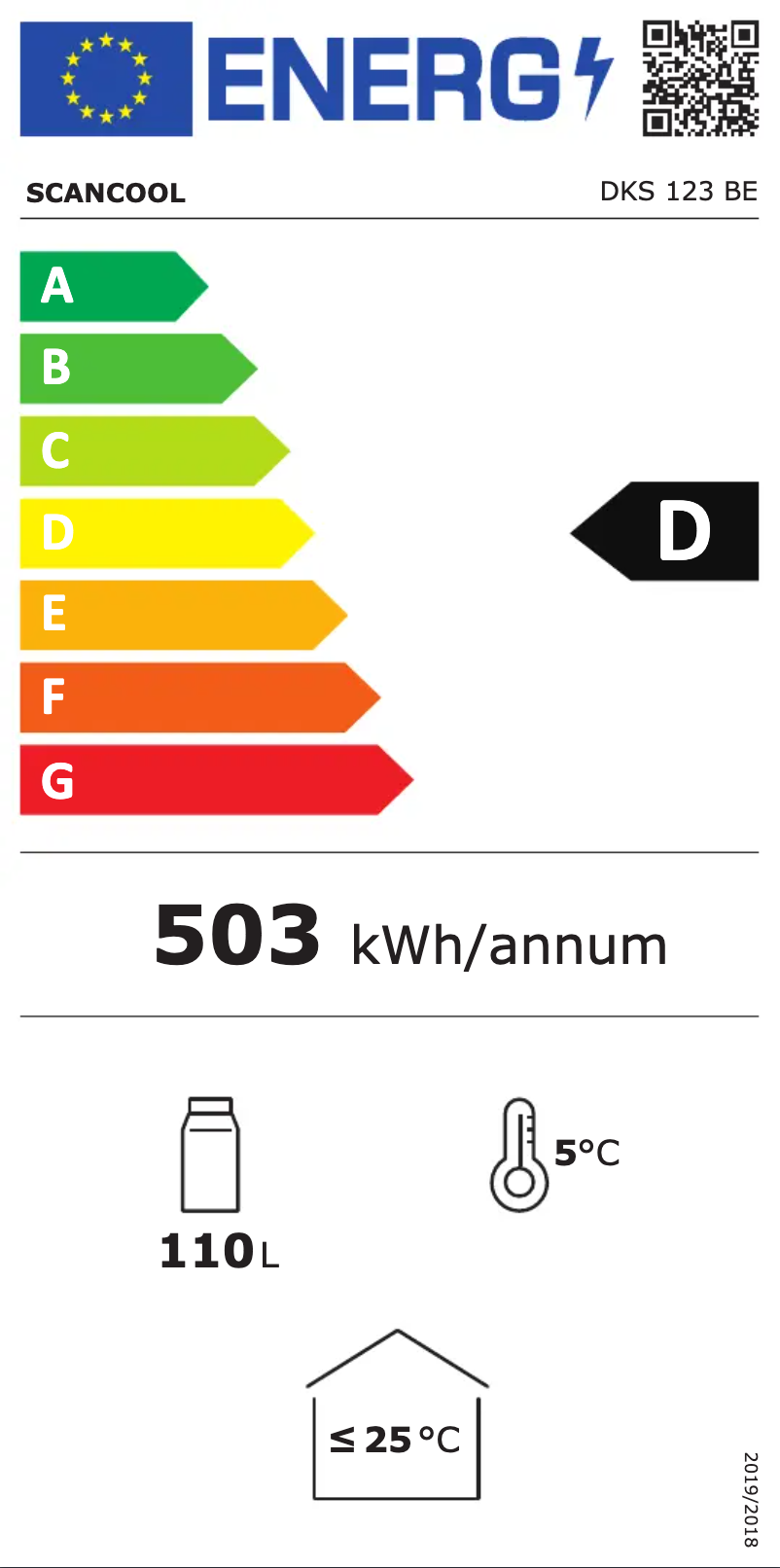Page n°1 - Label énergétique Scancool DKS 123 BE
